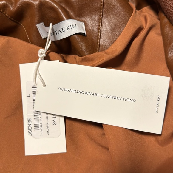 JUNTAE KIM Brown Pourpoint Faux-Leather Bomber Jacket - Picture 10 of 10